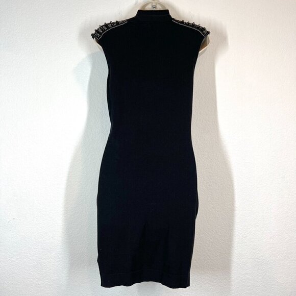 Vintage Marciano Black Dress Beaded Mini Retro Small - Picture 3 of 12